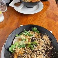 Dan Dan noodles at the bottom, Wanza noodles at the top.   at Sibiriens Sinokök in Stockholm