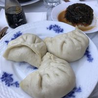 vegan giant dumplings with noodles & mushroom and a seaweed salad  at Sibiriens Sinokök in Stockholm