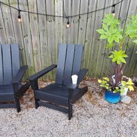 Outdoor seating at Escazu Chocolates in Raleigh