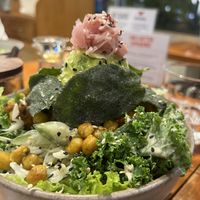 Tom yum tempe bowl with half salad half sushi ricee  at Unibowl in Kerobokan Kelod