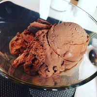 Rice chocolate ice cream at La Boule de Chrystal in Ottignies-louvain-la-neuve