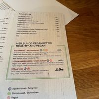 vegan options on the menu at Bautinn in Akureyri