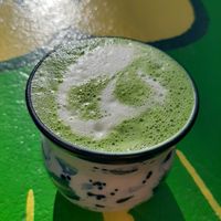 Matcha Rose Latte 💚 at Mama  in Reykjavik