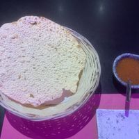 The papardum with the spicy sauce. at The Vegan Indian in Amsterdam