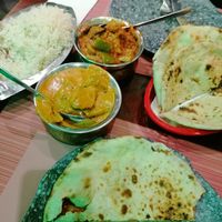 Keema naan. Butter chicken. Chicken tikka masala at The Vegan Indian in Amsterdam