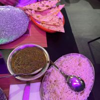 Saag aloo, naan, rice   at The Vegan Indian in Amsterdam