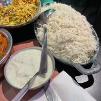 Rice and (vegan) raitha  at The Vegan Indian in Amsterdam