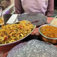 Vegan (tofu) biryani and aubergine curry   at The Vegan Indian in Amsterdam