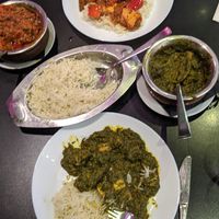 Saag Panir (green) and Tikka Masala (red) at The Vegan Indian in Amsterdam
