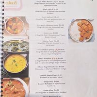 Menu at The Vegan Indian in Amsterdam