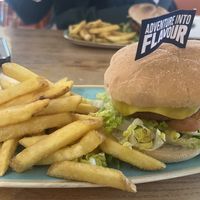 Burger and chips   at Thrive in Cambridge