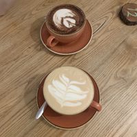 Soya latte & almond hot chocolate   at Thrive in Cambridge