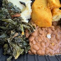 Urbana Vegetarian Plate, half and half split with my husband on the starches   at Stango Cuisine in Champaign