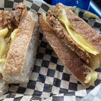 Vegan sausage, egg, & cheese sandwich on sourdough  at Sourdough Bakery Wilsonville & Corner Coffee Shoppe in Wilsonville