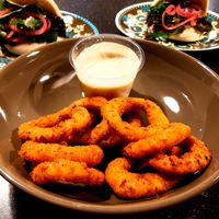 Onion Rings with home made tartar sauce.  at Brixton House in Bratislava