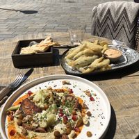Humus and fried zucchini  at Brixton House in Bratislava