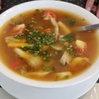 蔬菜酸辣湯，內有素貢丸和雪耳，不錯 at Dok Bua Vegetarian - Lotus Vegetarian in Phuket