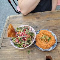 Fattoush and Muhammara at Yalla Yalla Beirut Foodbar in Ghent