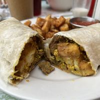 Vegan breakfast burrito with potatoes   at 821 Cafe in Richmond