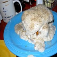 The fried tofu with biscuit and gravy! Not for the timid. at 821 Cafe in Richmond