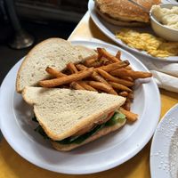 Curry chick pea sandwich on sourdough   at 821 Cafe in Richmond