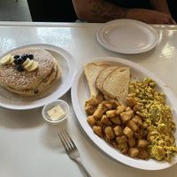 Vegan pancakes & tofu scramble with rosemary potatoes and sourdough toast  at 821 Cafe in Richmond