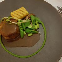 Main (vegan quinoa/onion/mushroom sirloin with polenta) at Le Courage in Maastricht