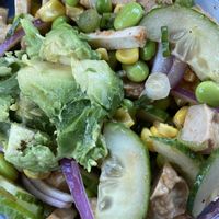 Rice bowl with all the veggies and chicken less chicken 😋😋 at ALOH-O in Petaluma