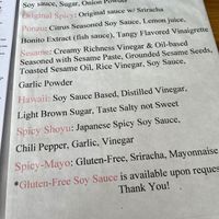 Sauce options at ALOH-O in Petaluma