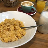 Cereals with oat milk  at Brunch Corner in Valencia