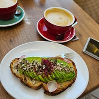Avocado and seed toast. at Brunch Corner in Valencia
