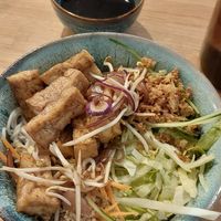 Bun chay with tofu cost 180 Kč. 750 ml water cost 30 Kč. Still yummy 😋 at Ca Phe District in Olomouc