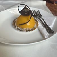 vegan mango passionfruit dessert   at Café Central in Vienna