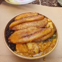 Mini platter with plantain and black rice at Soul & Eden in West London
