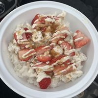 Strawberry sweet rice bowl delish we loved this at Nirvana Tea House & Cafe in Millis