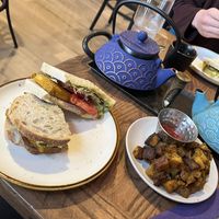 Veggie Delight Sandwich & Home Fries  at Nirvana Tea House & Cafe in Millis