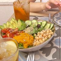 Buddah-Bowl and Ice Tea  at Mia Cafe in Marbella