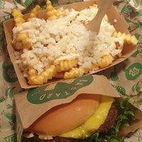 Bastard topped fries and Green London at Bastard Burgers in Linkoping