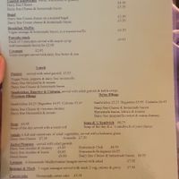 Vegan menu  at The Bluebird Tea Rooms in Clacton-on-sea