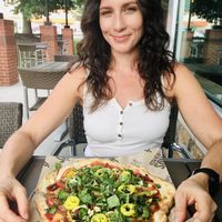 I like mine without cheese, though they do have vegan cheese and (coming soon) vegan meat. Their patio is decent too   at Pyro's Fire Fresh Pizza in Jackson