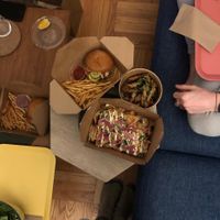 Nachos, burgers & mushroom calamari at The Cider House in Vancouver