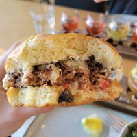 mushroom burger at The Cider House in Vancouver