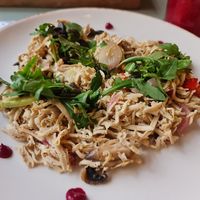 Vegan scrambled "egg" (smoked tofu with vegetables) at Fit Bar in Belgrade