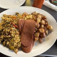Vegan Tofu Scrambler with sourdough bread at The Templeton in Vancouver