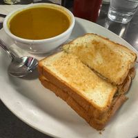 Vegan Grilled Cheese w/Curry Coconut Carrot Soup at The Templeton in Vancouver