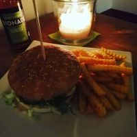 Falafelburger with fries at Moravid in Kiel