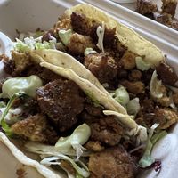 New tofu recipe in the tacos and improved vegan sauce :) at Hey Juan Burritos in Arcata
