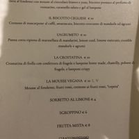 Desert menu with vegan mousse option   at Taverna della Gelosia in Ostuni