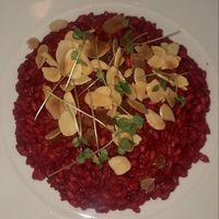 Risotto estivo con barbabietola, mandorle e cedro candito at Taverna della Gelosia in Ostuni