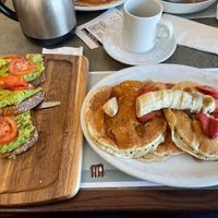 Avocado Toast and Vegan pancakes at Turning Point in Hoboken